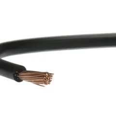 Czarny kabel z odsłoniętymi miedzianymi żyłkami, gotowy do podłączenia. lgy.